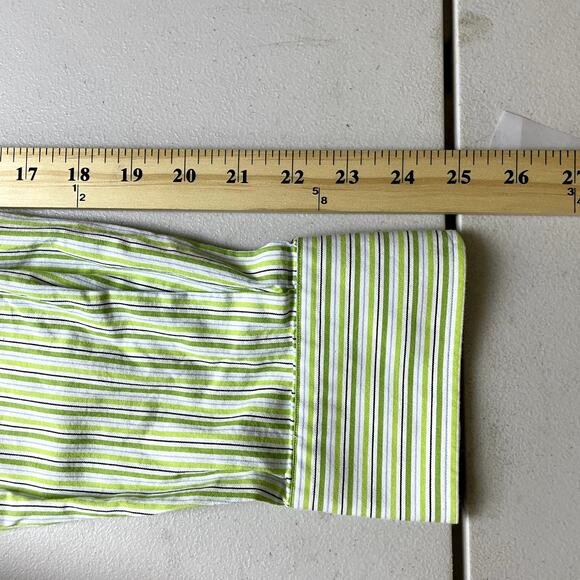 Thomas Dean Long Sleeves Button Down Shirt Size XL Green And White Striped - Picture 6 of 7